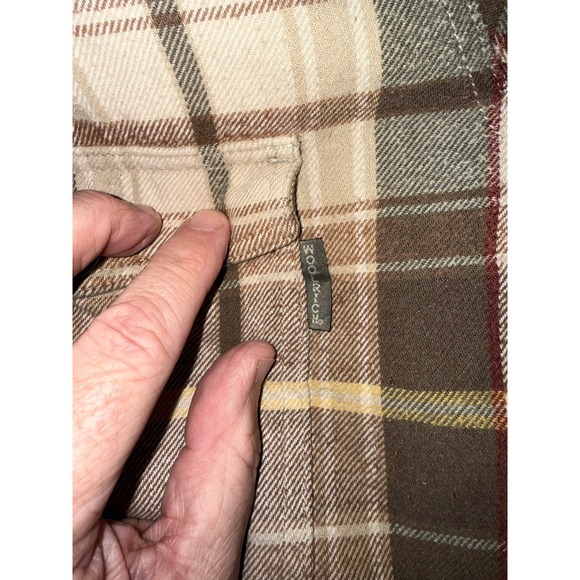 Woolrich Flannel Fleece Lined Shacket Shirt Jacket Mens Large Beige Plaid Size I - Picture 7 of 8